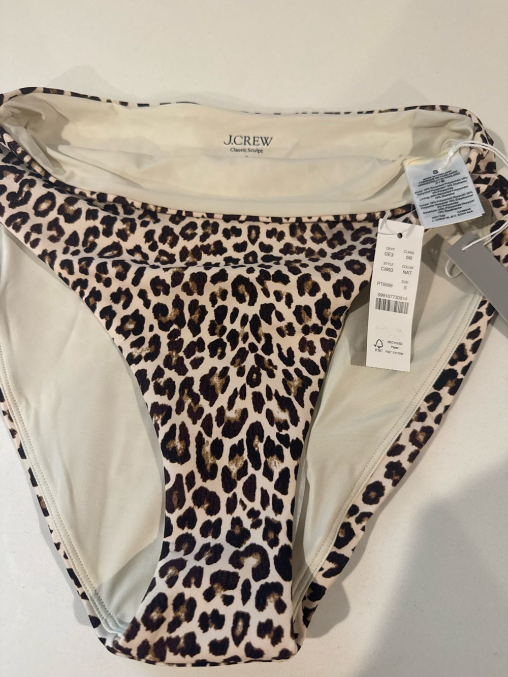 J. Crew Women’s Leopard Print Bikini Bottom in Cream and Brown